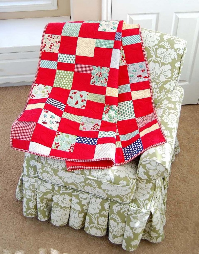 Charm Pack Cherry Quilt by Bonnie of Cotton Way featuring April Showers by Bonnie & Camille