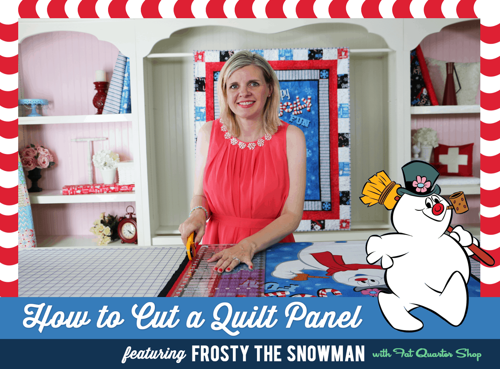 How to Cut a Quilt Panel featuring Frosty the Snowman with Fat