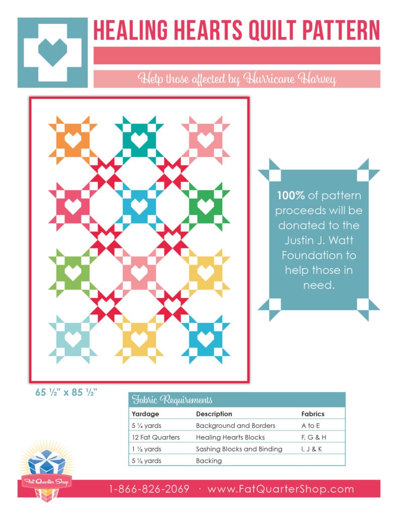 Healing Hearts quilt pattern by Fat Quarter Shop