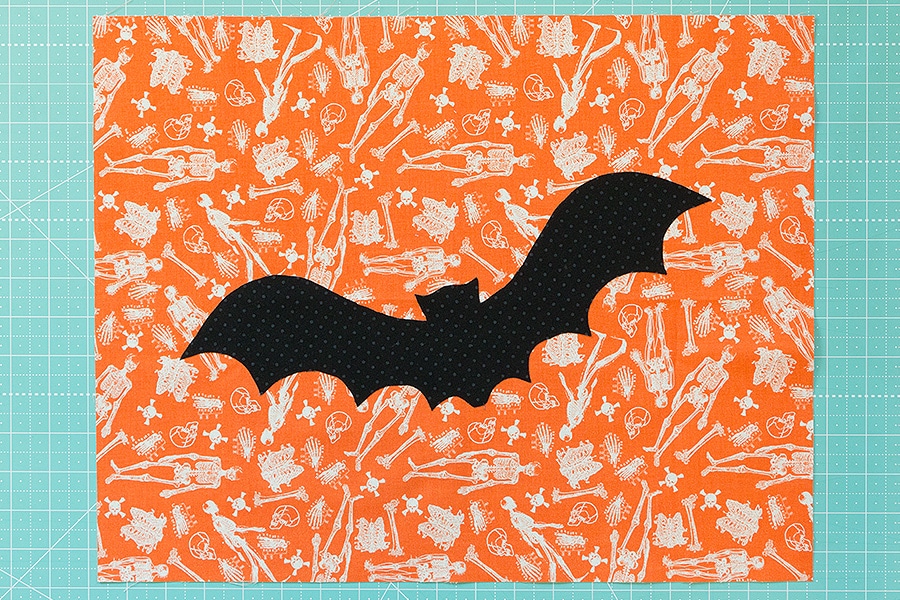 Gone Batty applique on background fabric