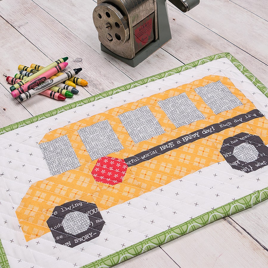Get the School Bus Mini PDF Quilt pattern here and be sure to share