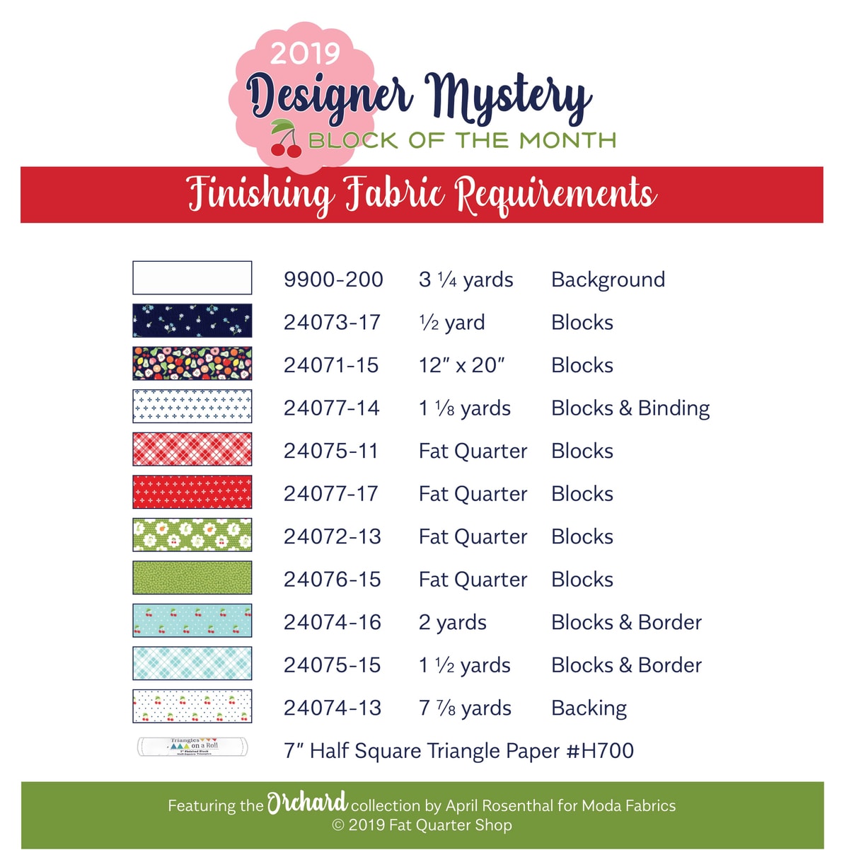 2019 Designer Mystery Finishing Requirements