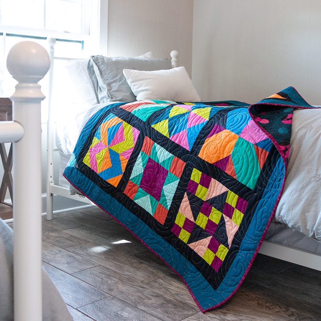 Taryn sewed her quilt with bright Bella Solids by Moda Fabrics