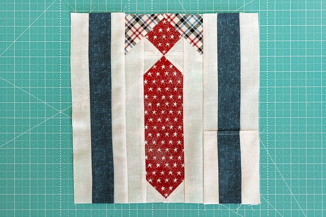 Layer the Well Suited Block, the 14″ batting square and the 14″ muslin ...