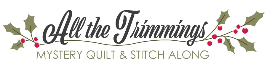 The header of the blog says "All the Trimmings Mystery Quilt and Stitch Along"