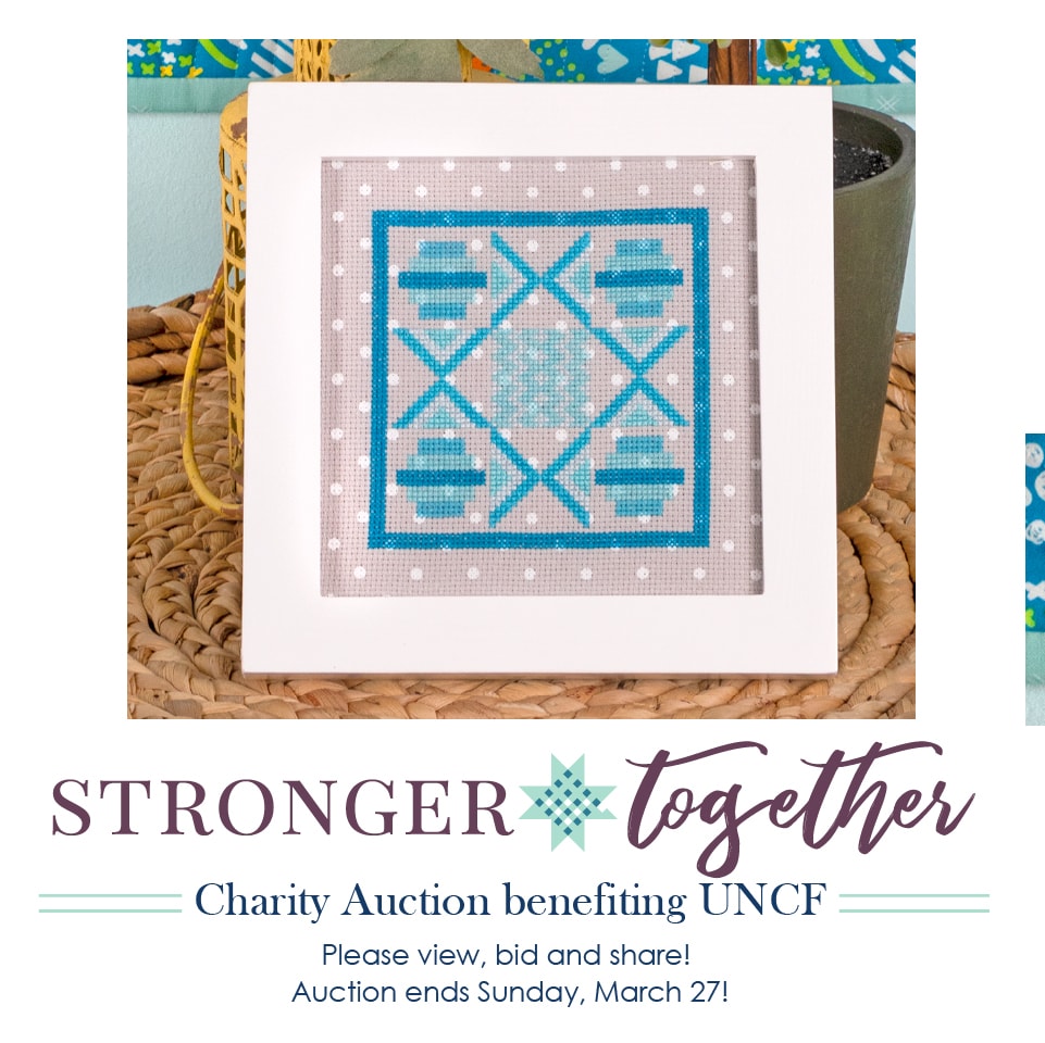 Stronger Together Cross Stitch Auction link and graphic