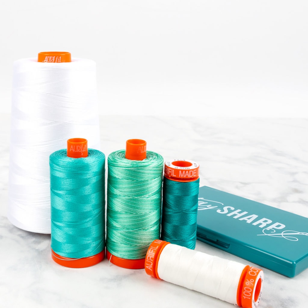 Selection of 50wt Aurifil threads for quilting 