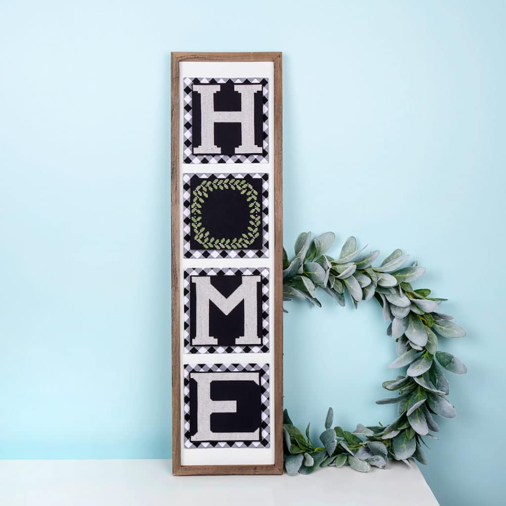 Home is where the wreath is cross stitch