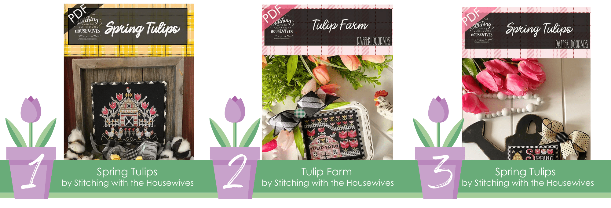 Tulip Cross Stitch Patterns 1-3