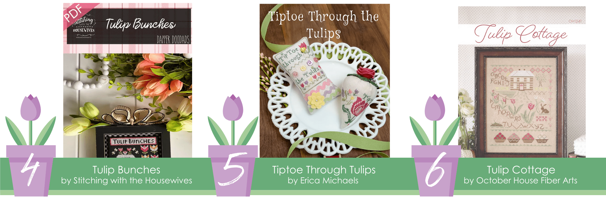 Tulip Cross Stitch Patterns 3-6