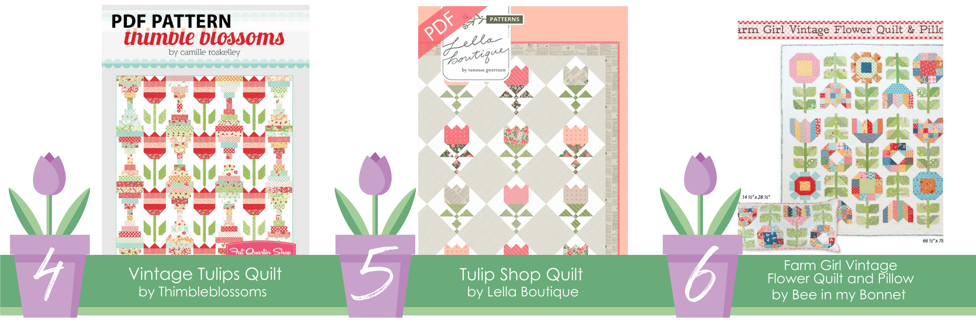 Tulip Quilt Patterns for Spring 3-6
