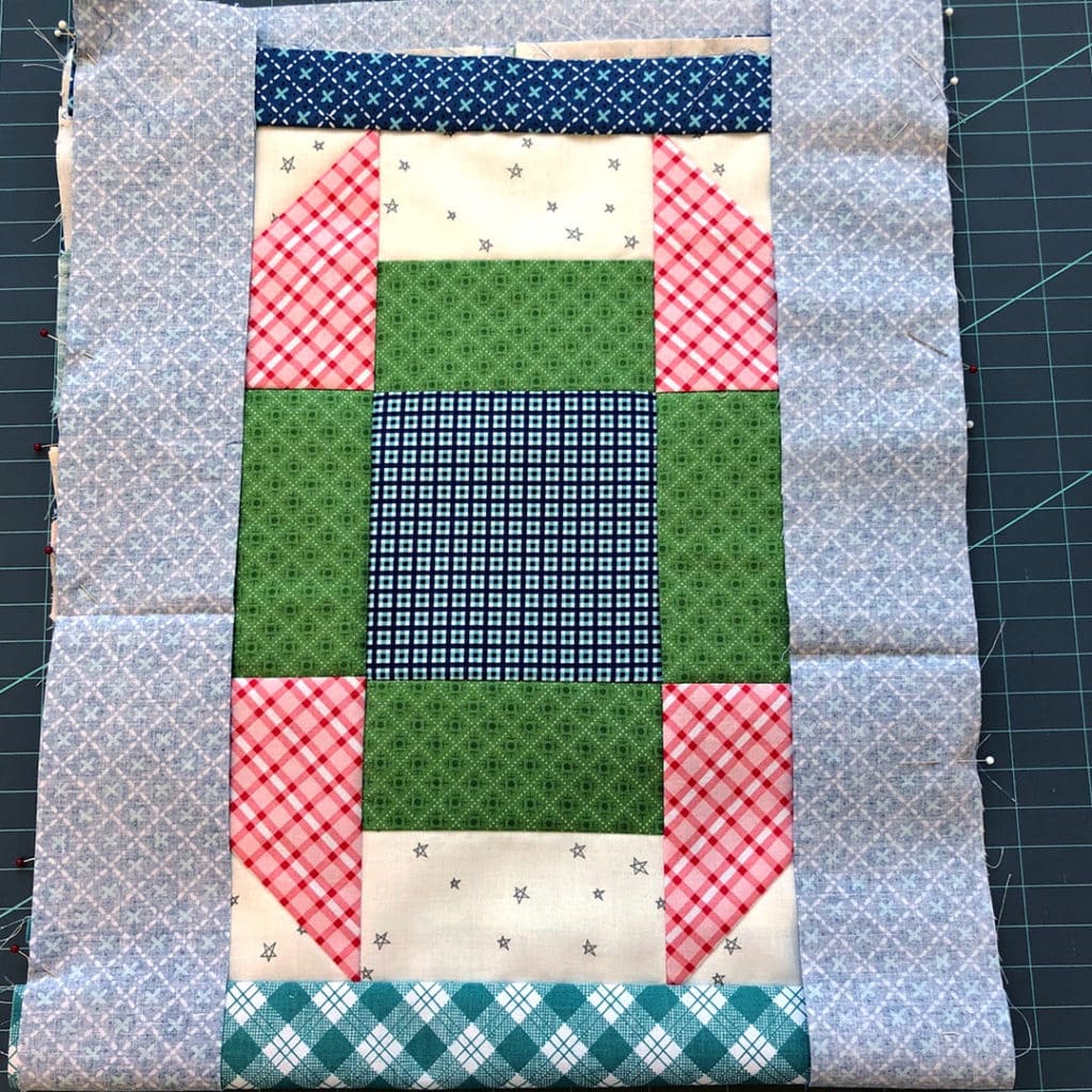 3. Press seams then lay both blocks right sides together, lining up the