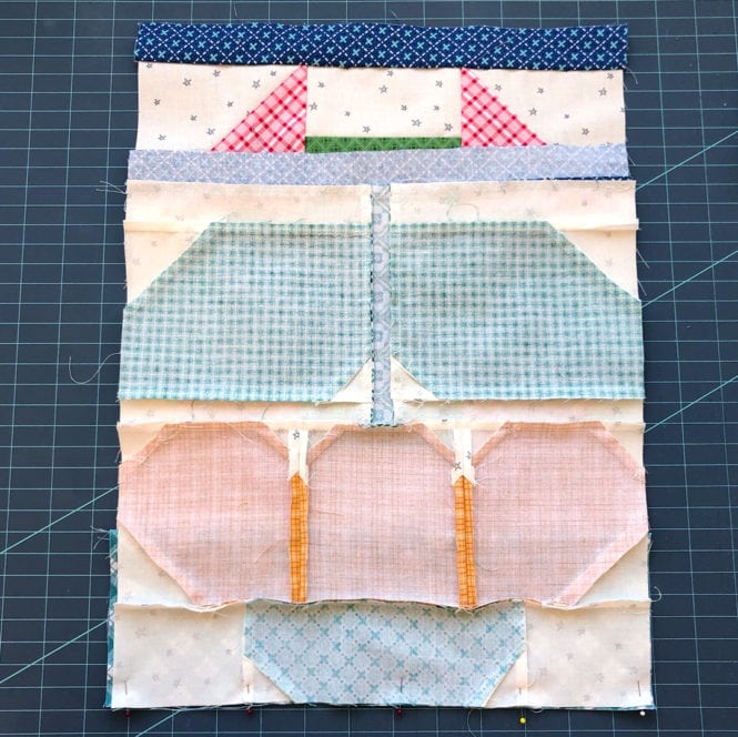 3. Press seams then lay both blocks right sides together, lining up the ...