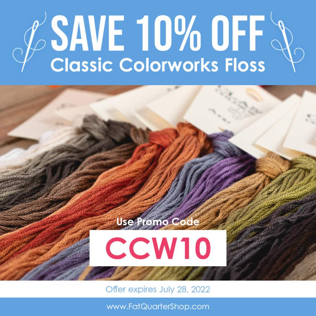save 10% on Classic Colorworks cross stitch floss with code CCW10
