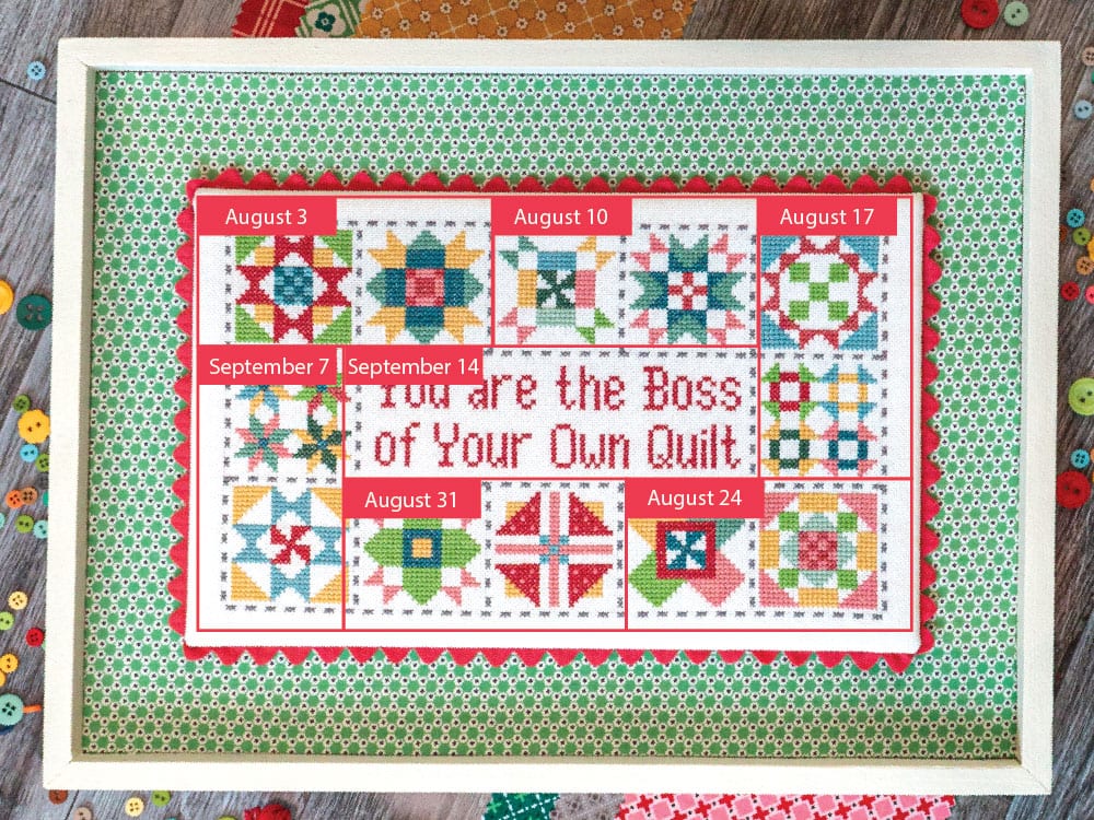You are the Boss Cross Stitch Pattern Stitch Along Schedule