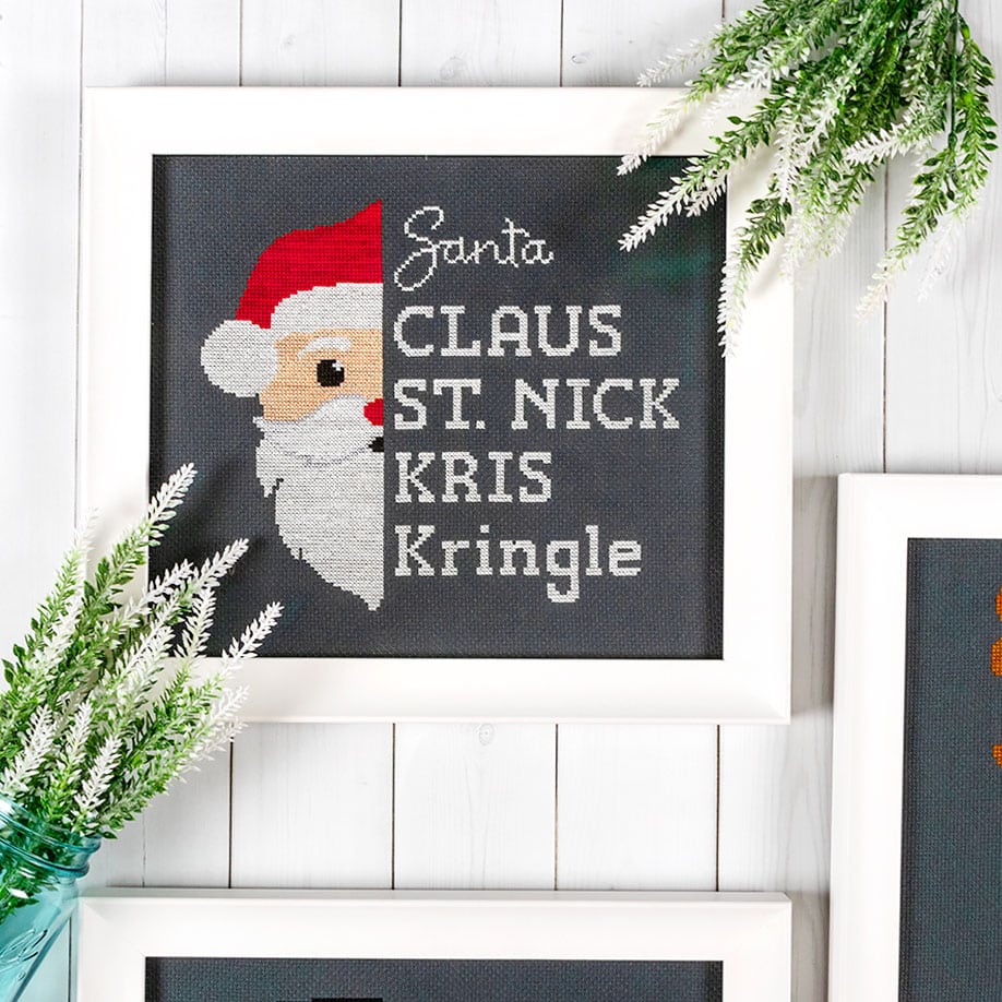 Finishing for the Santa Clause TypeFACE Series Cross Stitch Pattern and another sneak peek at the other two christmas cross stitch releases