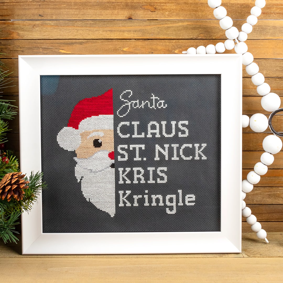 Santa Claus Christmas Cross Stitch Pattern that is part of the TypeFACE Christmas Series