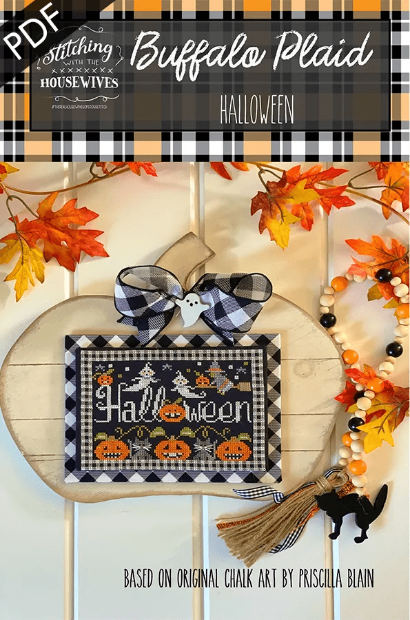 Buffalo Plaid Halloween Cross Stitch Pattern from Stitching with the Housewives