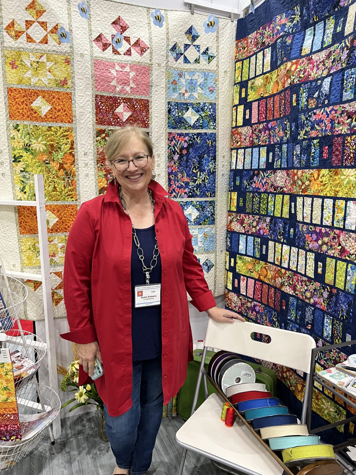 Robin Pickens was showing off her colorful and bright quilts made with ...