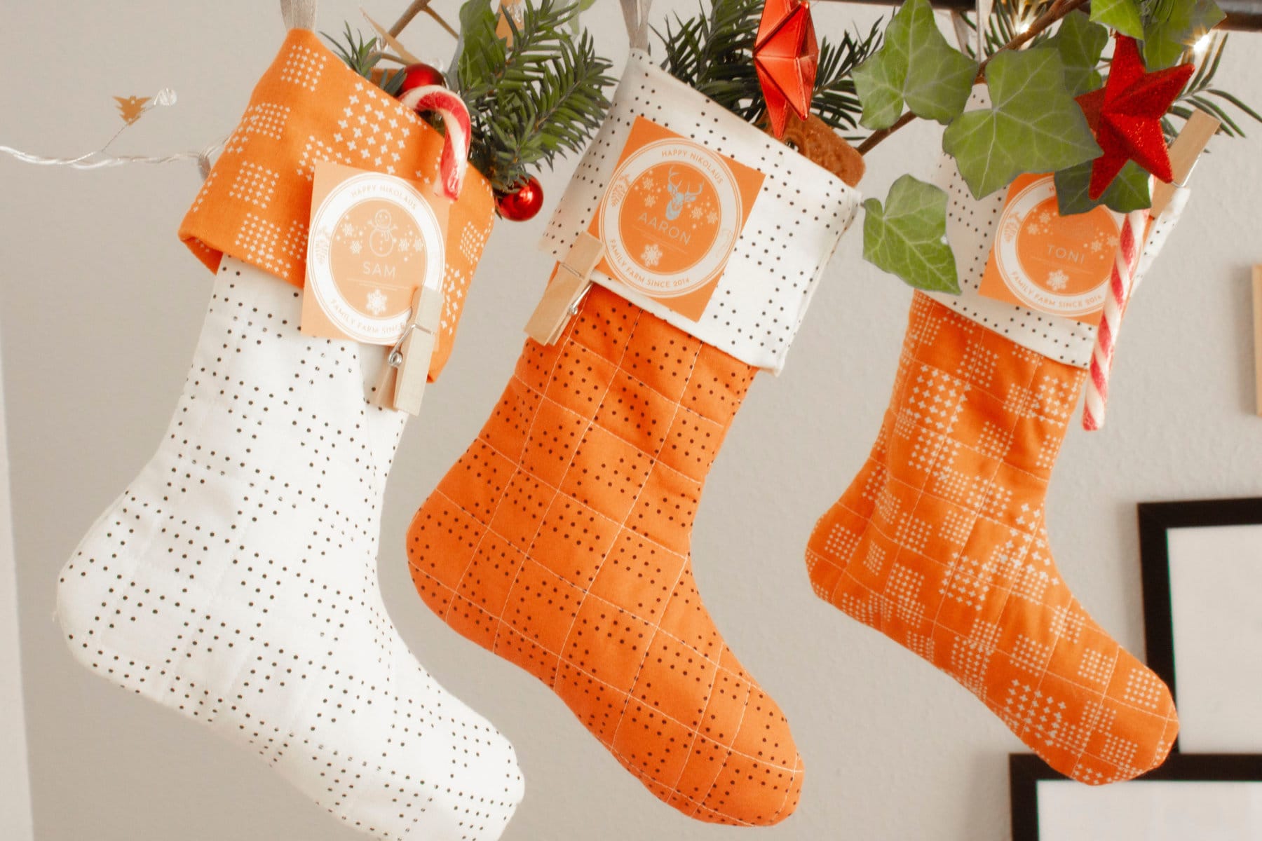 stockings made with Zen Chic's Free Christmas stocking pattern