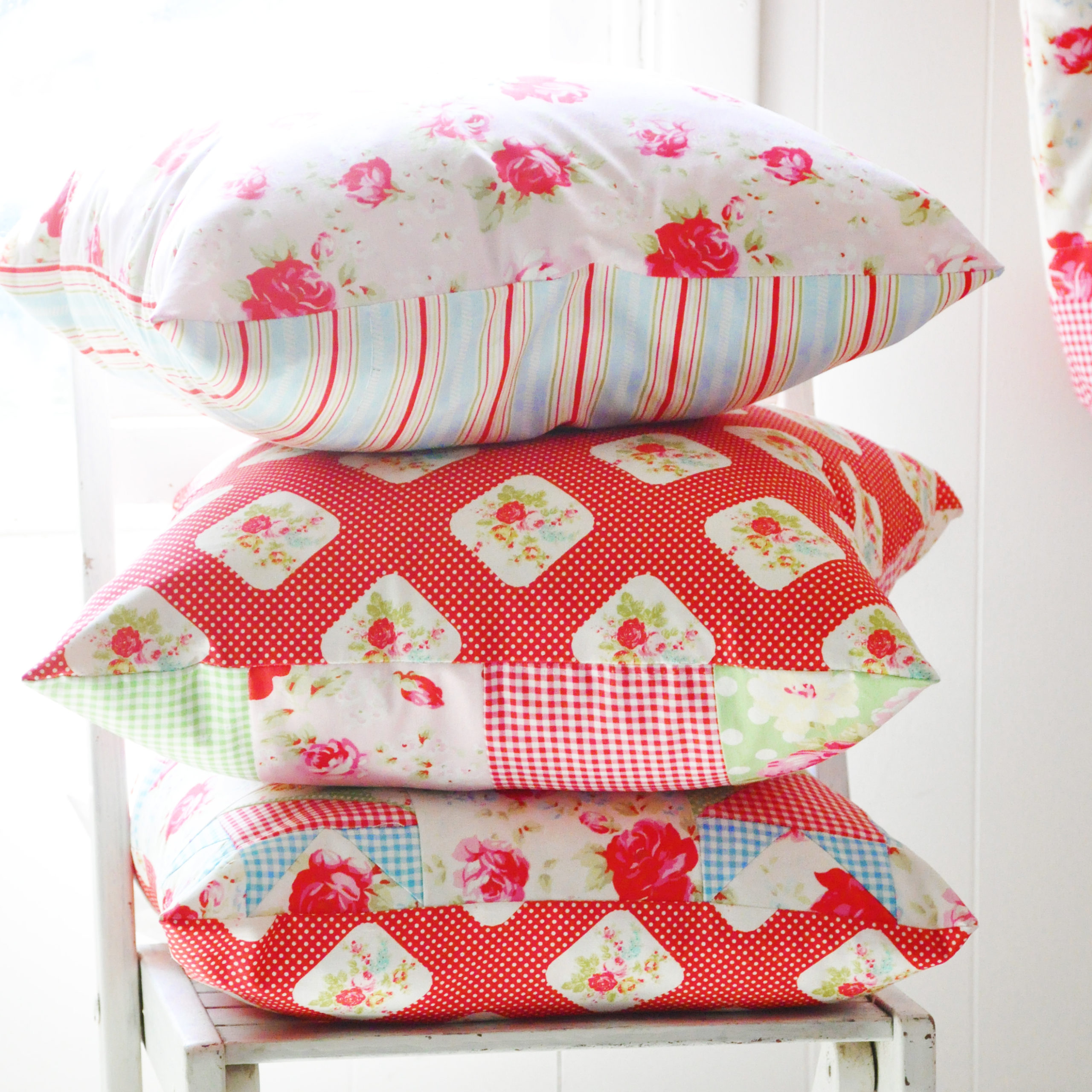 Pillows made in Tanya Whelan's Posie collection