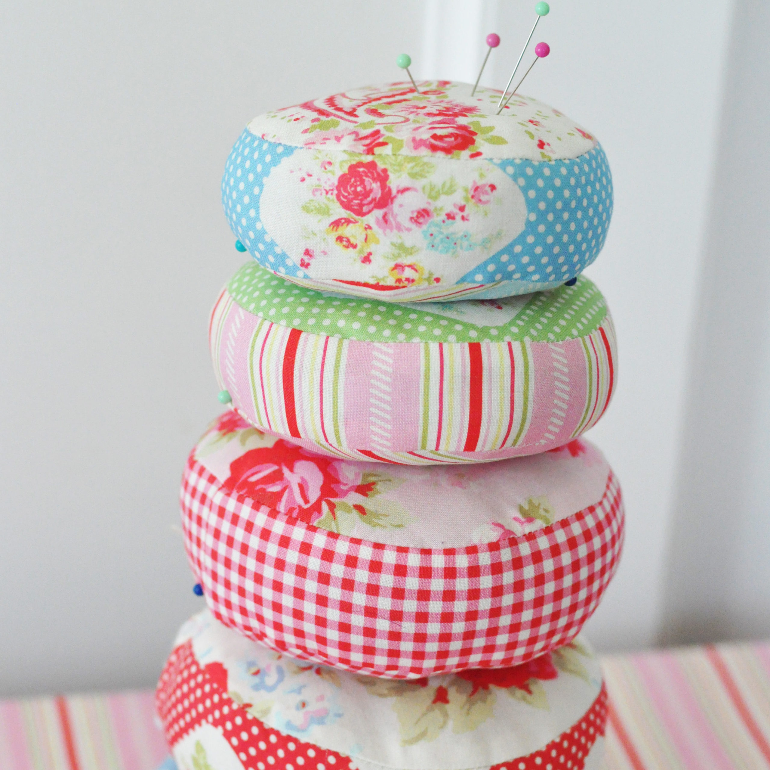 Pin Cushions made in Tanya Whelan's Posie collection