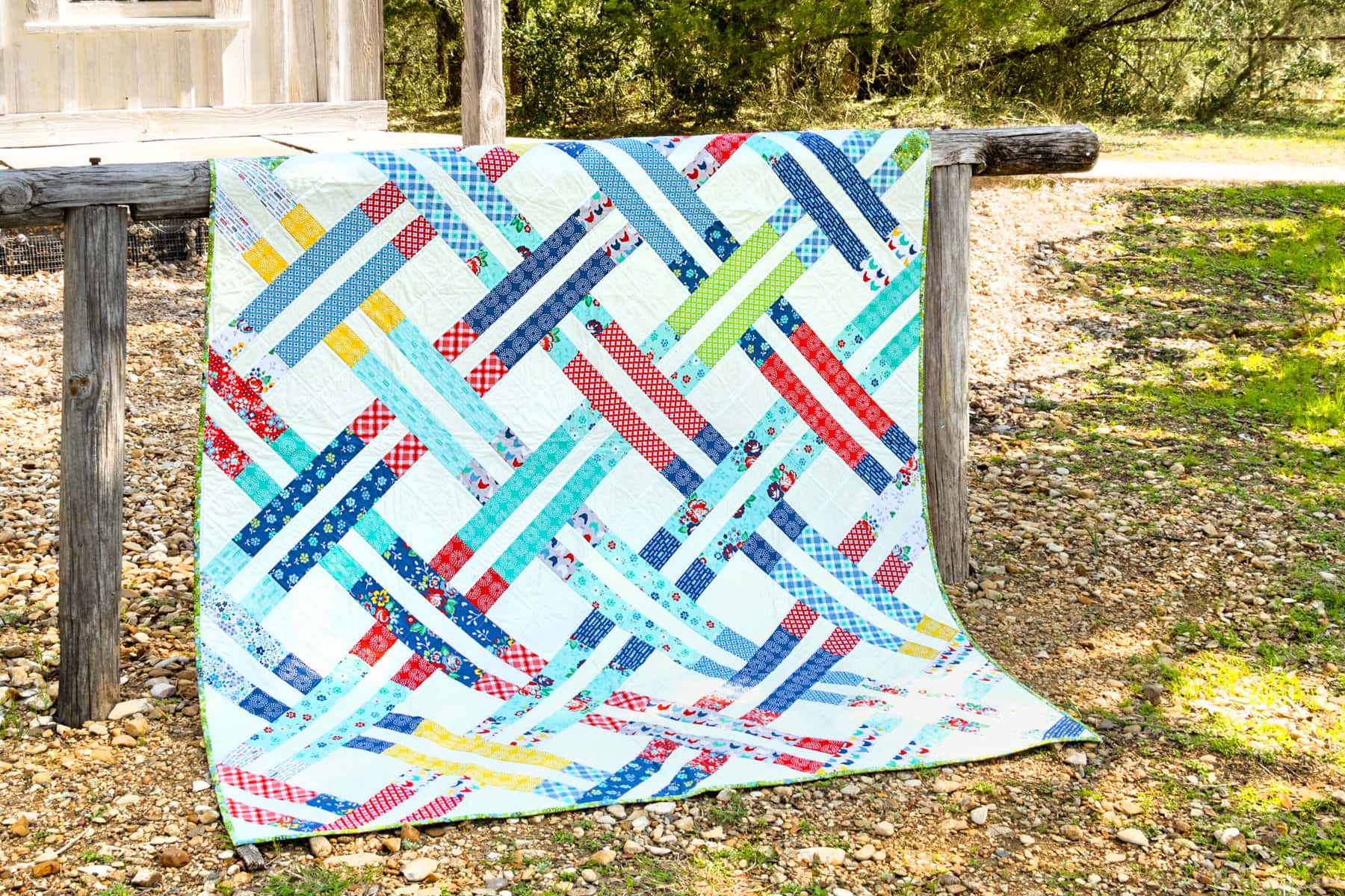 Cluck Cluck Sew's jelly Weave Quilt Pattern comes in a variety of sizes and is great to make colorful baby quilts