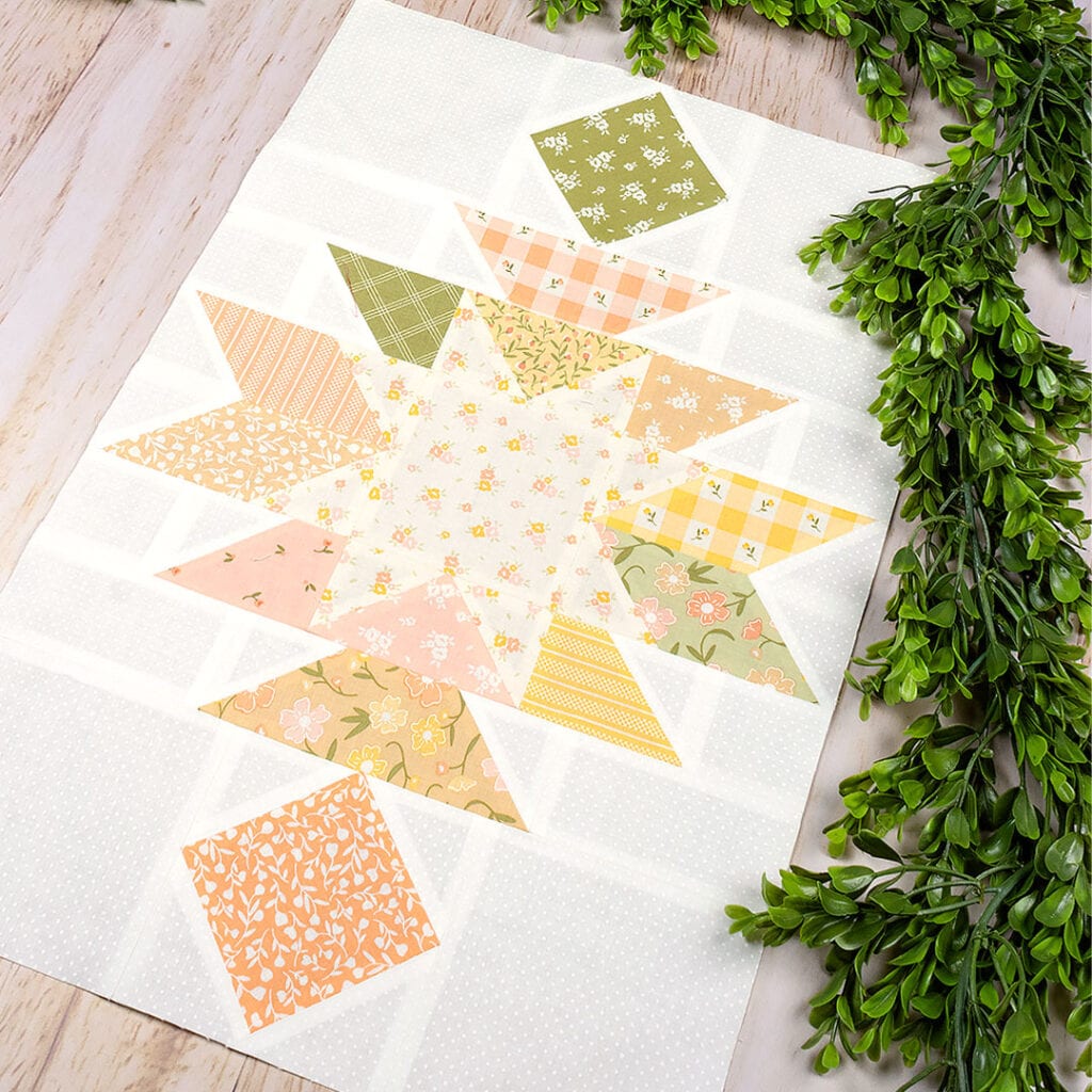 DOWNLOAD THE FREE ENCHANTED STARS SCRAP QUILT PATTERN   FlowerGirl 2 1024x1024 