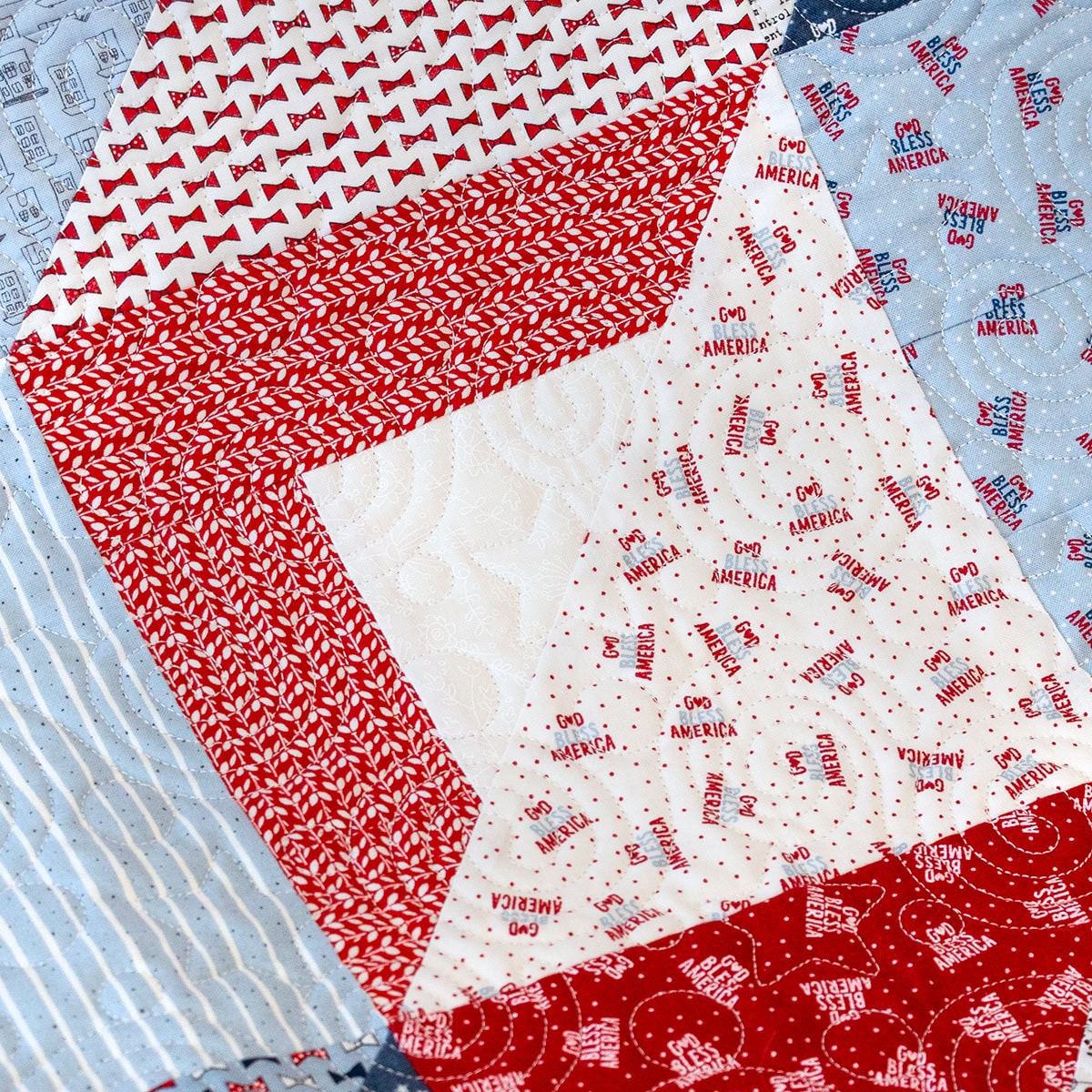 Close up of the Layer Cake Pocket Squares block